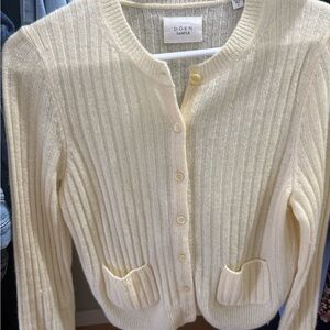 Doen Pale Yellow Ribbed Button-Front Cardigan